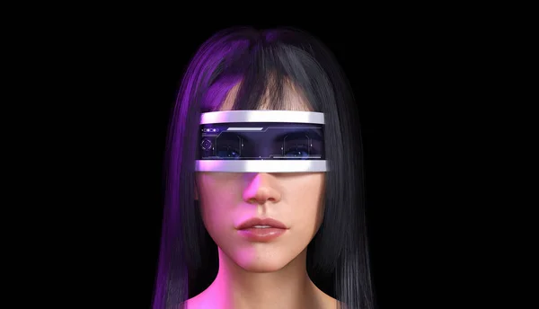 Female Avatar Wearing Glasses Metaverse Virtual World Render — Stock Photo, Image