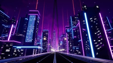 Metaverse City 'de otoyol, 3D görüntüleme