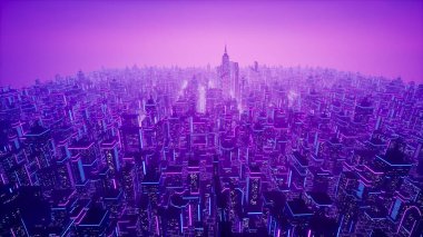 Metaverse şehri ve siber punk konsepti. 3d hazırlayıcı
