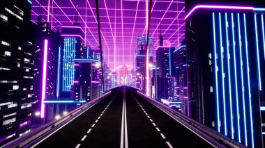 Metaverse City 'de otoyol, 3D görüntüleme