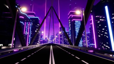 Metaverse City 'de otoyol, 3D görüntüleme