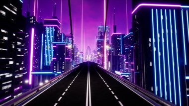 Metaverse City 'de otoyol, 3D görüntüleme