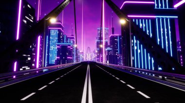 Metaverse City 'de otoyol, 3D görüntüleme