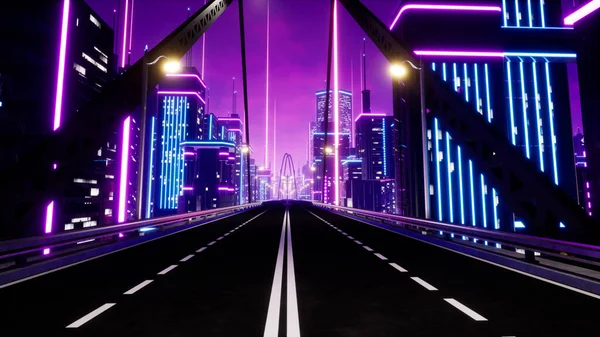 Metaverse City 'de otoyol, 3D görüntüleme