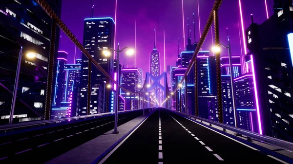 Metaverse City 'de otoyol, 3D görüntüleme