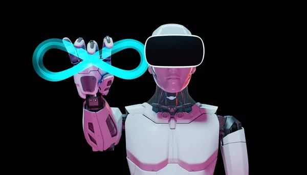 Humanoid Robot Metaverse Technology Concept Render — Stock Photo, Image