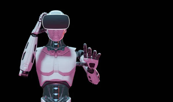 Robot Humanoide Con Concepto Tecnología Metaversa Renderizar —  Fotos de Stock
