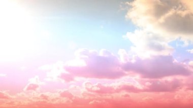 Pembe ve mavi gökyüzü ve beyaz bulut zamanın geçişini hızlandırıyor.