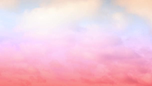 Zeitraffer Himmel blau rosa mit weichen roten weißen Wolken. — Stockvideo