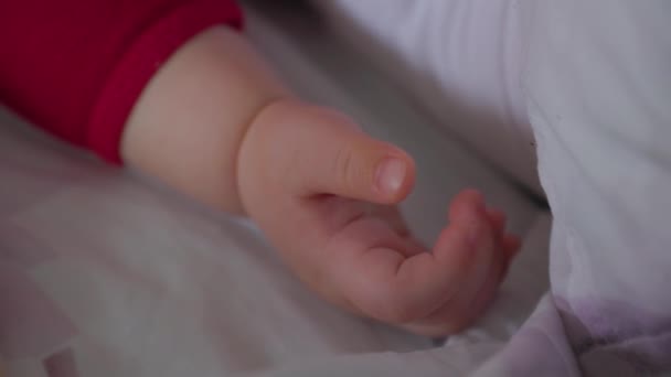 Närbild på en baby hand. — Stockvideo