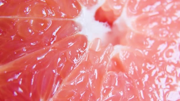 Extremo close up Fatias coloridas de frutas cítricas vermelhas frescas — Vídeo de Stock