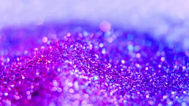 Close up of a texture selective focus circular vivid purple bokeh lights — Stock Video