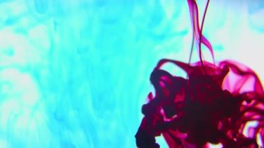 Su yavaş çekim beyaz arka planda renkli mürekkep damlaları