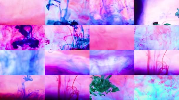 Komposition collage Magiska pulserande blandning av färg. — Stockvideo