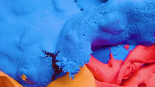 Obracanie Kilka Kolorów Mieszane Plastycyny Widok Bliska Wielokolorowy Abstrakcyjny Materiał — Wideo stockowe