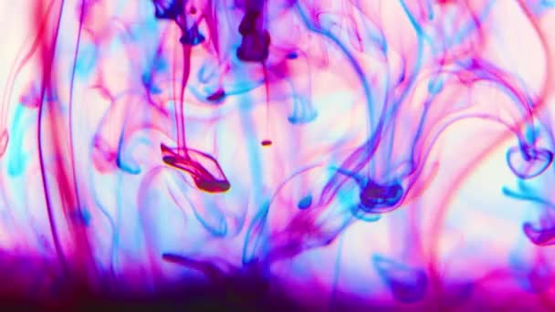 Färgbläck Reagerar Vatten Och Skapar Abstrakta Molnformationer Bläck Vatten Droppe — Stockvideo