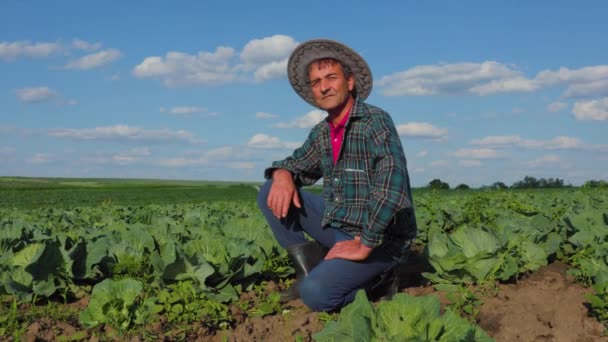 Lateral View Mixed Breed Farmer Examining Slope Chain Day Clear — Stock Video