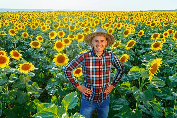 Young Farmer Holds His Arms His Hips Smiles While Standing — Foto de Stock