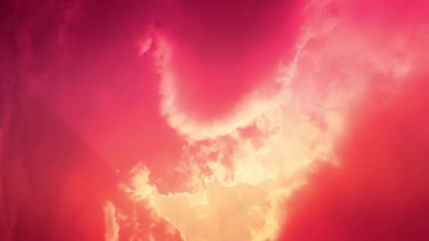 Красиве Оранжеве Проміжне Небо Хмарами Хмарний Краєвид Яскравий Хмарний Пейзаж — стокове відео