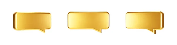 Gold 3D Bubble Talk auf weißem Hintergrund. Goldglänzend metallische Sprechblase, Dialog, Botenform. 3D-Rendervektor glänzendes Symbol für soziale Medien oder Website — Stockvektor