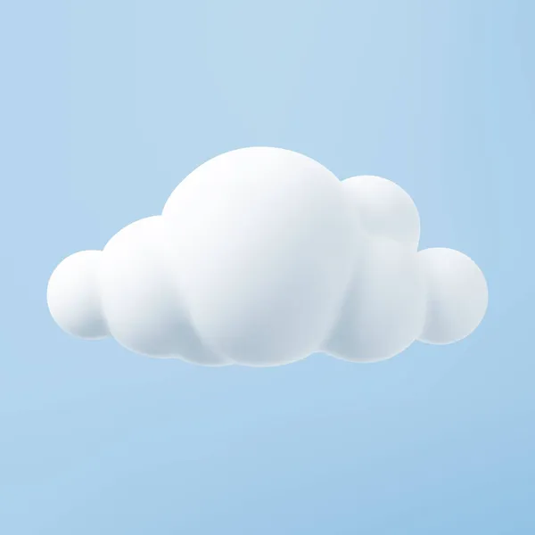 Nuage 3d blanc isolé sur un fond bleu. Rendez doux dessin animé rond icône nuage moelleux dans le ciel bleu. Illustration vectorielle de forme géométrique 3d — Image vectorielle