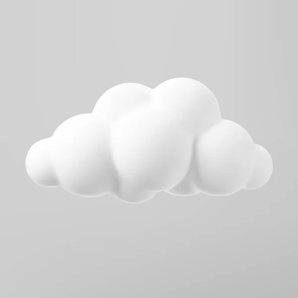 3D καθιστούν ένα σύννεφο mock up απομονώνονται σε ένα γκρι φόντο. Μαλακό στρογγυλό καρτούν χνουδωτό εικονίδιο σύννεφο. 3d γεωμετρικό σχήμα διανυσματική απεικόνιση — Διανυσματικό Αρχείο