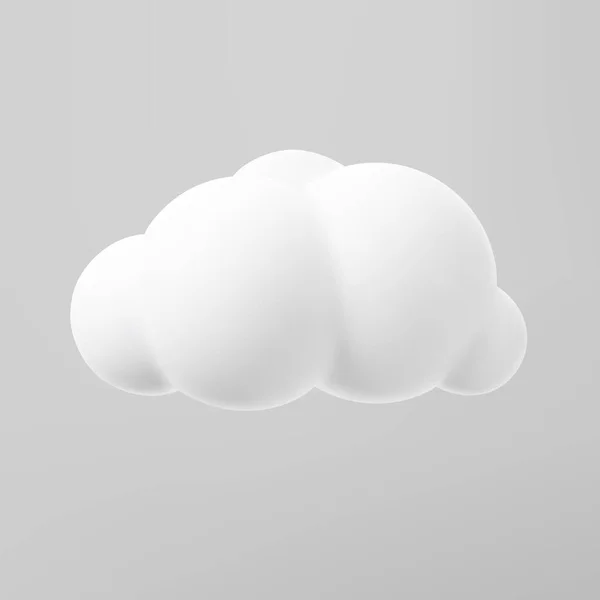 Bir bulutun üç boyutlu görüntüsü gri bir arka planda izole edilmiş bir şekilde taklit edilir. Yumuşak yuvarlak kabarık bulut simgesi. 3d geometrik şekil vektör çizimi Telifsiz Stok Vektörler