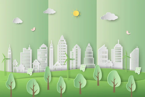 Eco Friendly Sauver Concept Conservation Environnement Avec Une Ville Propre — Image vectorielle