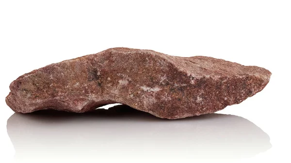 Фрагмент Камня Кварцит Малинового Цвета Белом Фоне — стоковое фото