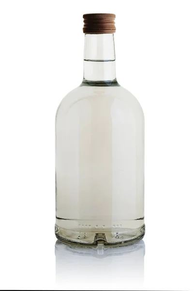 Ένα Μπουκάλι Αλκοόλ Λευκό Φόντο — Φωτογραφία Αρχείου