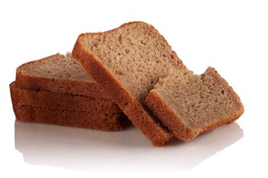 Beyaz arka planda lezzetli bir ekmek dilimleri