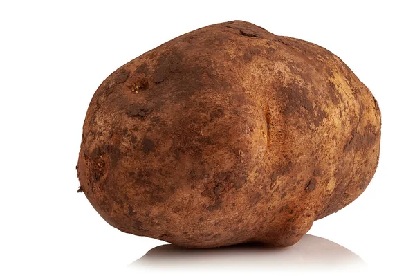 Batatas Sujas Torrões Solo Fundo Branco — Fotografia de Stock