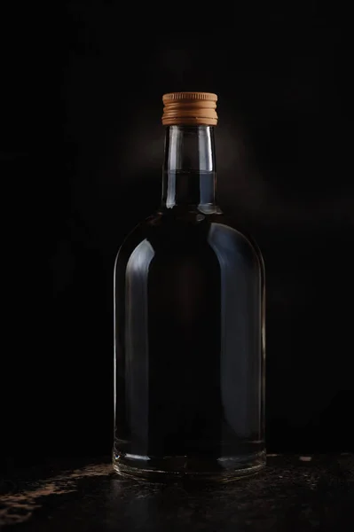 Full Closed Bottle Vodka Dark Background — Stock Photo, Image