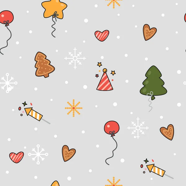 Nahtloser Hintergrund Mit Weihnachtsdekoration Weihnachtlicher Hintergrund Für Grußkarten Geschenkpapier Einladungen — Stockvektor