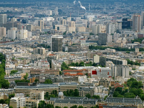 Paris city aerial view from Montparnasse tower. France.