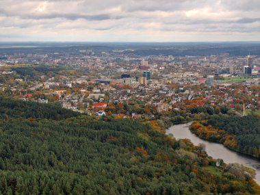 Hava vilnius şehir görünümünü televizyon kulesi