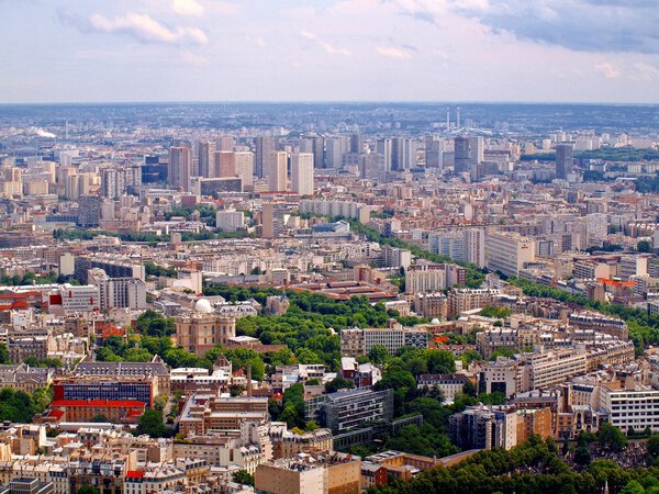 Paris city aerial panoramic bird eye view . France.