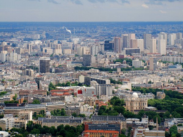Paris city aerial panoramic bird eye view . France.