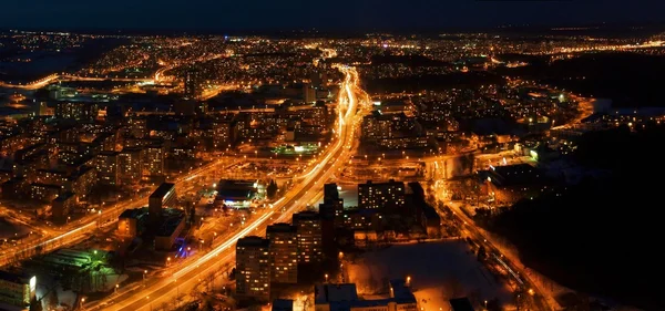Vilnius şehir gece havadan görünümü