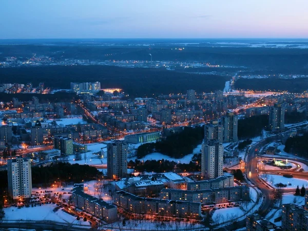 Vilnius stad natten Flygfoto — Stockfoto