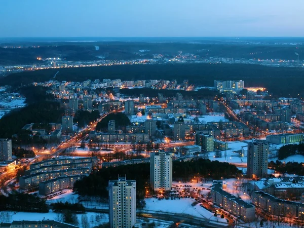 Vilnius città notte vista aerea — Foto Stock