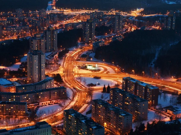 Vilnius şehir gece havadan görünümü