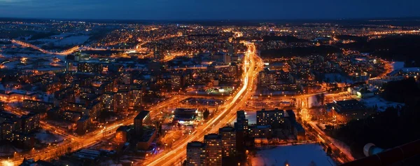 Vilnius città notte vista aerea — Foto Stock