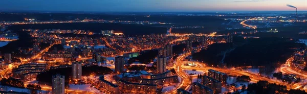 Letecký pohled na Vilnius město noci — Stock fotografie