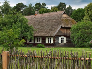 rumsiskes, Litvanya kaunas bölgesinde tipik, etnografik ahşap evde