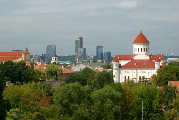 Вид на Вильнюс с высоты птичьего полета — стоковое фото