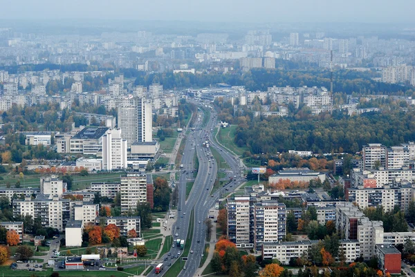 Вид с воздуха на город Вильнюс - столица Литвы с высоты птичьего полета — стоковое фото