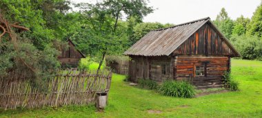 rumsiskes, Litvanya kaunas bölgesinde tipik, etnografik ahşap evde