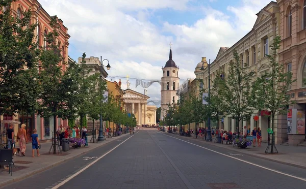 La avenida Gediminas es la calle principal del centro de Vilna — Foto de Stock