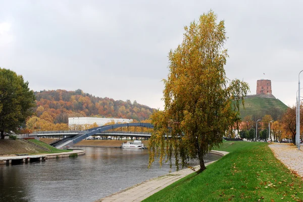 Neris river board. Autumn time in Vilnius — Stock Photo, Image